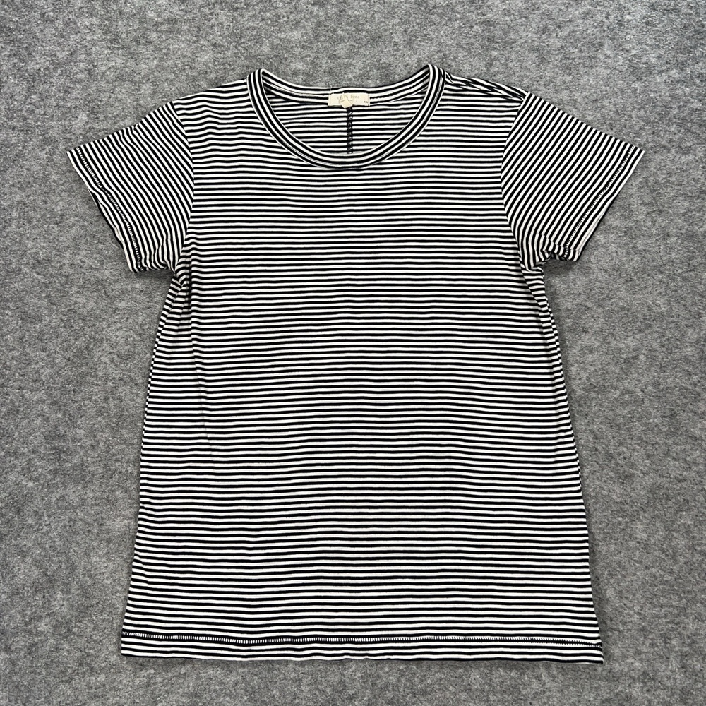 Rag & Bone Shirt Womens M Black White Organic Pima Cotton Micro Stripe Tee Peru